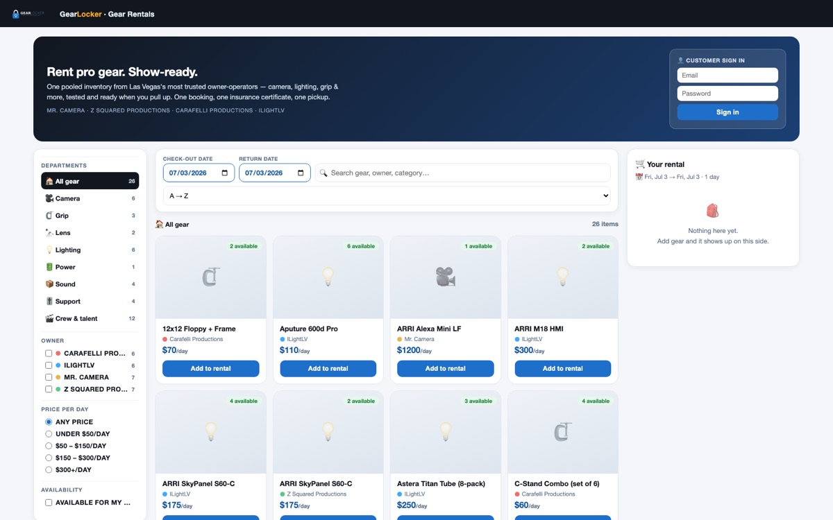 Gear Locker rental marketplace