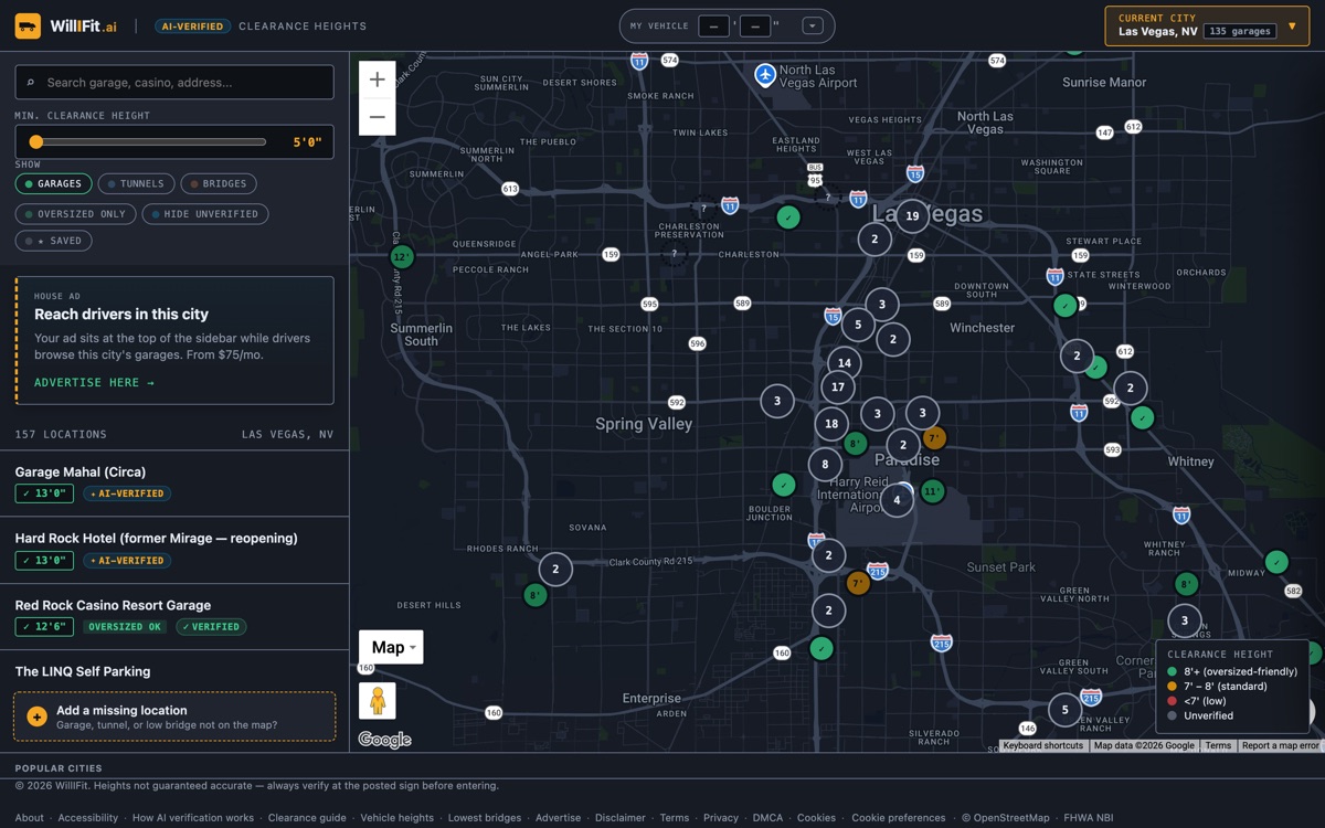 WillIFit parking clearance map